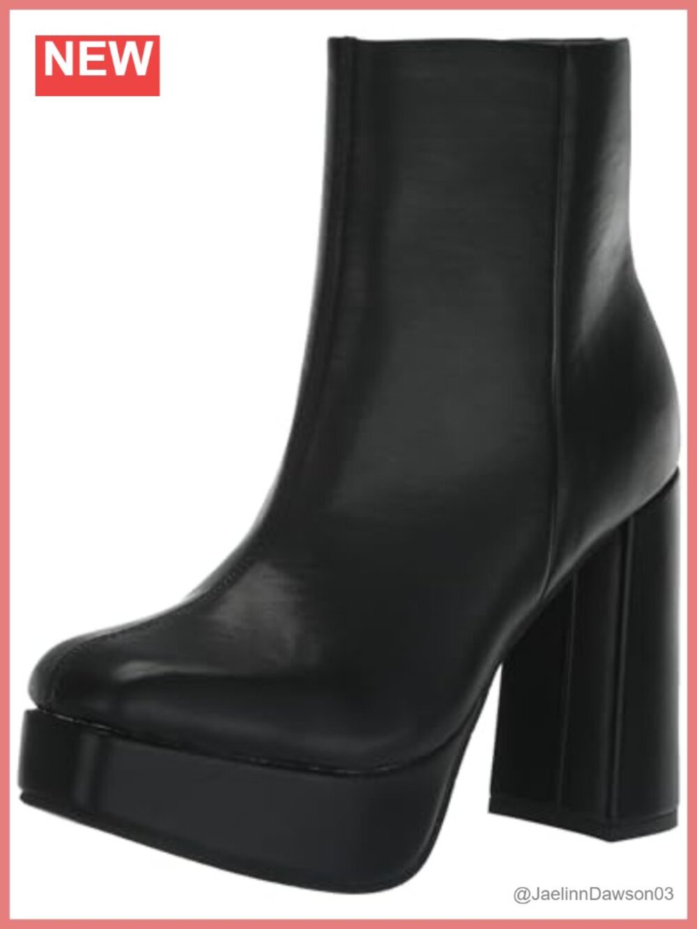 Vegan Leather Ankle Bootie with Block Heel and Zip Closure